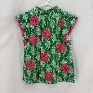 THML Green and Pink Floral Blouse